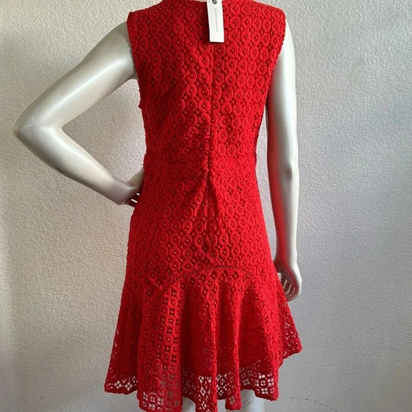 Anthropologie San & Soni Red Lace Eyelet Dress - Picture 3 of 10